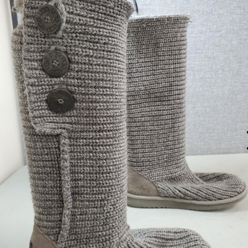 UGG Women's Knit Button Tall Boots in Taupe